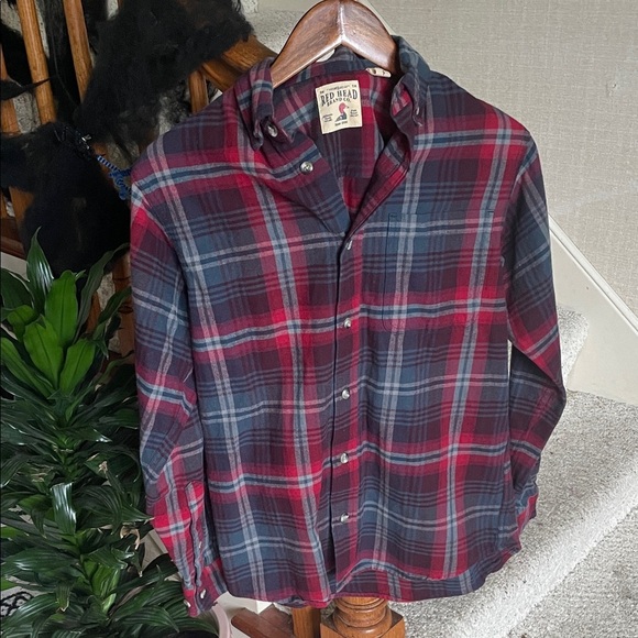 RedHead Casual Plaid Flannel Fall Shirt - Red and Gray - Picture 2 of 12